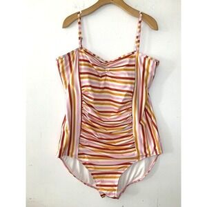NWOT Line Ricki‎ Sunset stripe cage swimsuit swimwear size 3xl rouched front